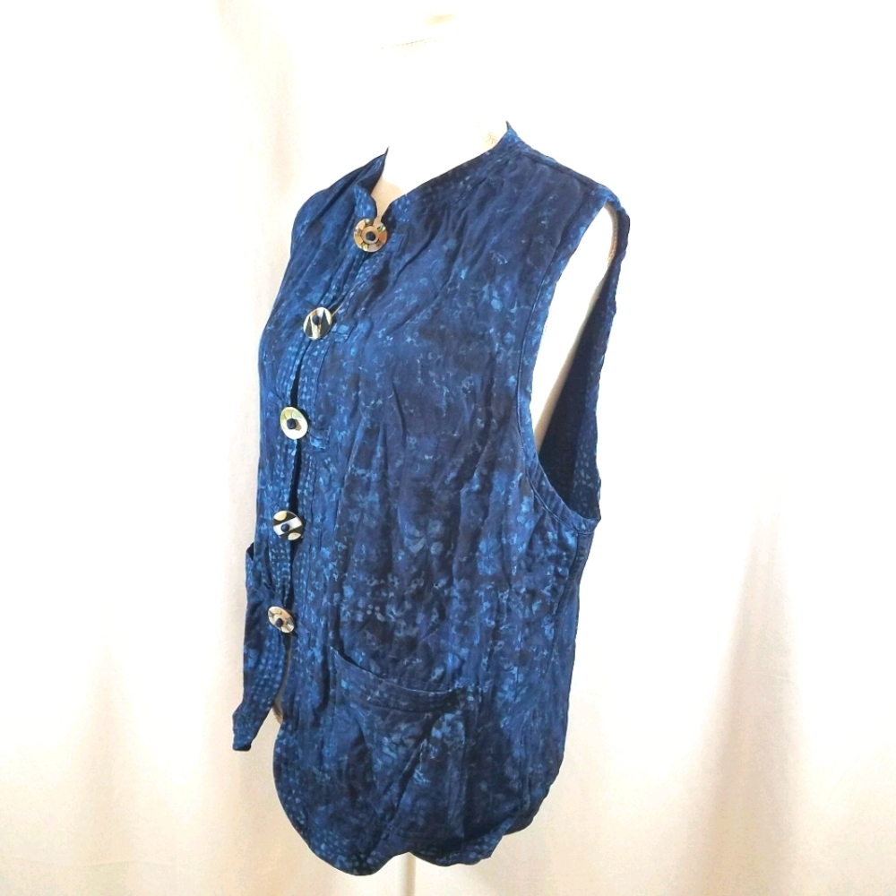 Hand Made Reversible Blue Vest - Picture 2 of 11